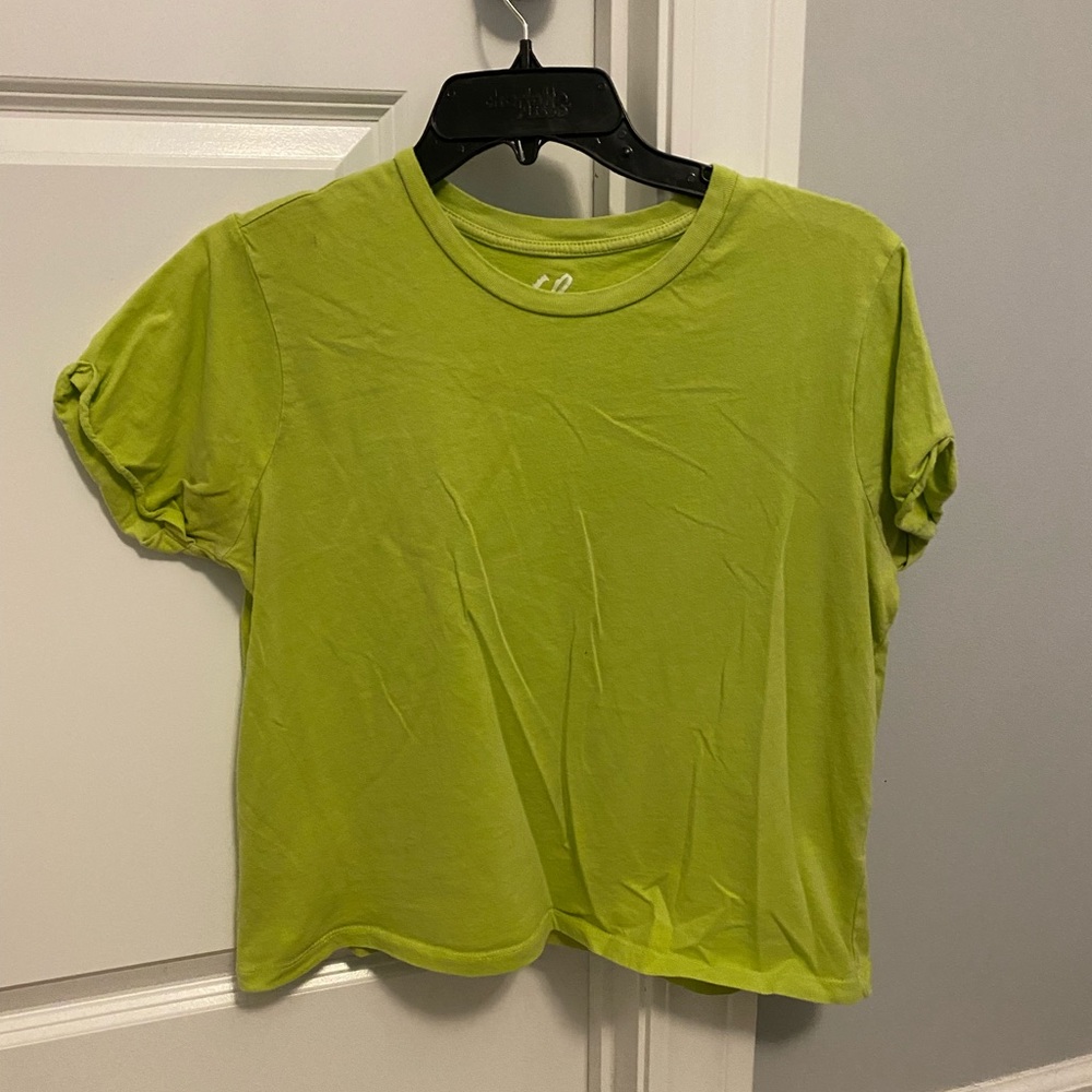 Lime green mid length crop top